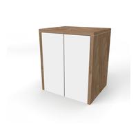 Meuble lave-linge en bois 79x91 cm avec 2 portes blanches et structure en noyer