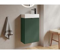 Meuble lave main strié porte réversible vert - H60 x L40 x P22 - VAHIRA
