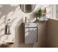 Meuble lave main suspendu avec vasque en résine beige mat - Beige mat - 40 x 25.5 x 57 cm - SOREL