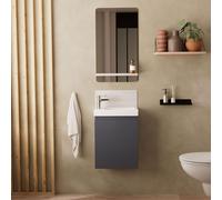 Meuble lave-mains LISA + robinet chromé + miroir rectangulaire