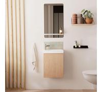 Meuble lave-mains LISA + robinet chromé + miroir rectangulaire
