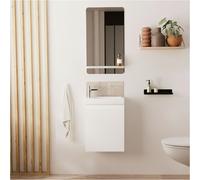 Meuble lave-mains LISA + robinet chromé + miroir rectangulaire