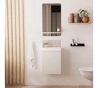 Meuble lave-mains LISA + robinet chromé + miroir rectangulaire