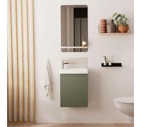 Meuble lave-mains LISA + robinet chromé + miroir rectangulaire