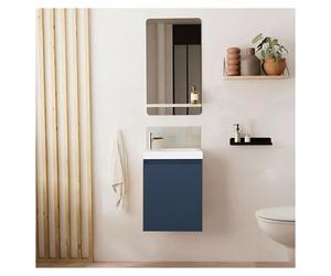 Meuble lave-mains LISA + robinet chromé + miroir rectangulaire
