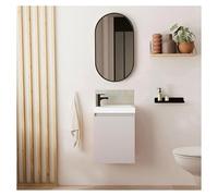 Meuble lave-mains LISA + robinet noir + miroir ovale