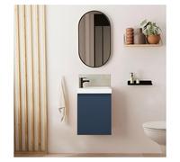 Meuble lave-mains LISA + robinet noir + miroir ovale