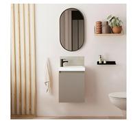 Meuble lave-mains LISA + robinet noir + miroir ovale