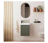 Meuble lave-mains LISA + robinet noir + miroir ovale