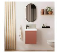 Meuble lave-mains LISA + robinet noir + miroir ovale