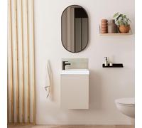 Meuble lave-mains LISA + robinet noir + miroir ovale