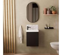 Meuble lave-mains LISA + robinet noir + miroir ovale