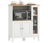 Meuble micro-ondes - HOMCOM - armoire de cuisine buffet 1 niche 3 portes verre trempé - bois verre - 80x35x97cm - blanc