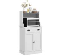 Meuble micro-ondes - HOMCOM - étagère réglable sur 3 niveaux - espace ouvert, 1 tiroir et 2 portes - 61 x 35 x 125,4 cm - blanc
