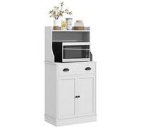 Meuble micro-ondes - HOMCOM - étagère réglable sur 3 niveaux - espace ouvert, 1 tiroir et 2 portes - 61 x 35 x 125,4 cm - blanc