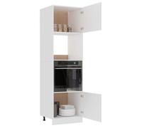 Meuble micro-ondes - WIENS - Blanc - 60x57x207 cm - Bois d'ingénierie - Style Scandinave Moderne