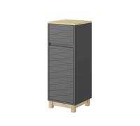 Vicco Meuble Middle Livia, Anthracite, 30x80cm | avec tiroir, pour le rangement au-dessus des toilettes avec espace étagère ouvert