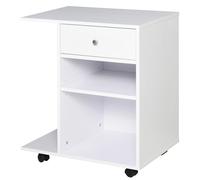 Meuble mobile pour imprimante Vinsetto, en bois, avec 4 roulettes, étagère réglable et plateau pour unité centrale, blanc