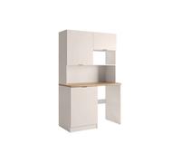 Vente-unique - Meuble Multifonction kitchenette et buanderie - avec Plan de Travail 120 cm - Beige et Naturel - CARMEO