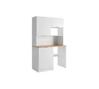 Vente-unique - Meuble Multifonction kitchenette et buanderie - avec Plan de Travail 120 cm - Blanc et Naturel - CARMEO