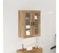 vidaXL Meuble Mural Montage Mural chêne Artisanal 69,5 x 34 x 90 cm, Rangement de Salon, Cabinet Mural rectangulaire Moderne, Organisateur intérieur en Verre et Meuble Gain de Place