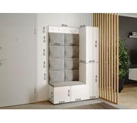 Meuble mural de couloir avec étagère à chaussures BALOBA 2 - blanc / blanc brillant