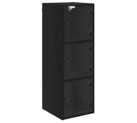 Meuble mural moderne - vidaXL - Chêne noir - Bois d'ingénierie - 35x37x102 cm - 3 étagères - Porte en verre