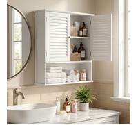 Meuble mural pour salle de bains VASAGLE - Double porte et étagère réglable - Blanc