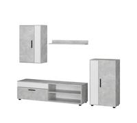 Vicco Meuble-paroi Berno Béton | Lot de 4, convient au rangement des appareils multimédias et des accessoires