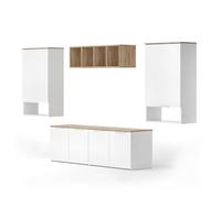 Meuble-paroi Wido, 5 pièces, Blanc/Sonoma, Vicco 51725
