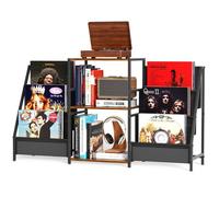 Meuble Platine Vinyle avec Rangement à 3 Niveaux ,Rangement Vinyle Jusqu'à 200 Albums,Support Vinyle pour Le Salon (Noir)