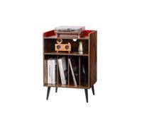 Meuble Platine Vinyles 3 Niveaux Support de Tourne-disque avec Lumière LED Station de Charge et Ports USB Capacité 150 Albums