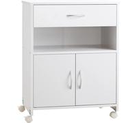 Meuble pour imprimante - Chariot pour imprimante - Roulettes - Tiroir - 2 portes - Étagère - 60 × 39 × 80 cm