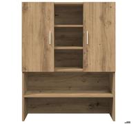 Meuble pour lave-linge - WIENS - Chêne artisanal - 70,5x25,5x90 cm - 2 portes - 4 compartiments ouverts