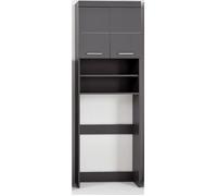trendteam Meuble dessus de machine à laver pour salle de bain Kelia – Gris brillant (Gris G)