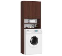 Meuble pour machine à laver FIN Wengé 64 cm 2 portes façade Wengé niche 4 étagères 64x30x180 cm