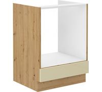 Meuble pour plaque de cuisson ADARA – largeur 60 cm, crème / chêne artisan