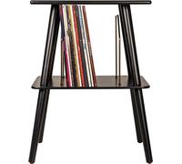Meuble pour platine vinyle en bois - ST66-BK Manchester avec support pour disques en fil métallique noir + Livraison e