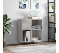 Meuble pour platine vinyle, en contreplaqué, de couleur grise, imitation bois Sonoma, dimensions : 84,5 x 38 x 89 cm. Meuble conçu pour platines vinyles, support pour disques vinyles, élégant, moderne