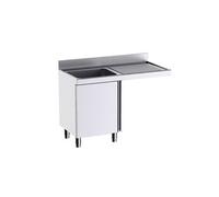 Meuble pour plonges L.1200mm avec Portes Battantes et Espace pour Lave-vaisselle - - - Acier inoxydable 1200X600x600xmm