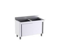 Meuble pour plonges L.1200mm avec Portes Coulissantes - - - Acier inoxydable 1200X700x700xmm