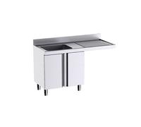 Meuble pour plonges L.1400mm avec Portes Battantes et Espace pour Lave-vaisselle - - - Acier inoxydable 1400X700x700xmm