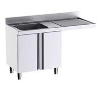 Meuble pour plonges L.1400mm avec Portes Battantes et Espace pour Lave-vaisselle - Distform - - Acier inoxydable 1400X700x700xmm G