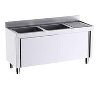 Meuble pour plonges L.1400mm avec Portes Coulissantes - Distform - - Acier inoxydable 1400X600x600xmm G