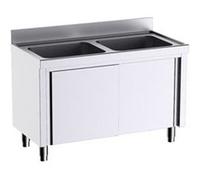 Meuble pour plonges L.1400mm avec Portes Coulissantes - Distform - - Acier inoxydable 1400X700x700xmm G