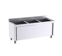 Meuble pour plonges L.1800mm avec Portes Coulissantes - - - Acier inoxydable 1800X700x700xmm