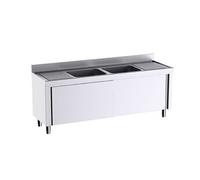 Meuble pour plonges L.2000mm avec Portes Coulissantes - - - Acier inoxydable 2000x600xmm