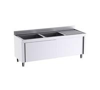 Meuble pour plonges L.2000mm avec Portes Coulissantes - - - Acier inoxydable 2000X700x700xmm