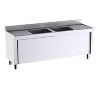 Meuble pour plonges L.2000mm avec Portes Coulissantes - Distform - - Acier inoxydable 2000x600xmm G