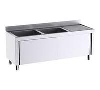 Meuble pour plonges L.2000mm avec Portes Coulissantes - Distform - - Acier inoxydable 2000X700x700xmm G